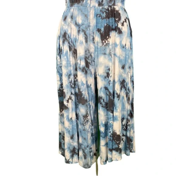 Torrid Blue Tie Dye Off The Shoulder Super Soft Knits Culotte Jumpsuit - Picture 6 of 15